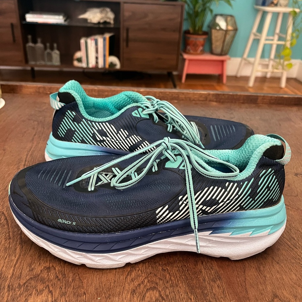Hoka One One Bondi 5 Women's Size 9D (wide) Blue Teal Running Shoes Sneaker